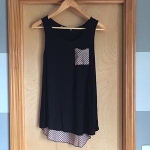 Tutta Bella Black Maternity Tank with Sheer Dotted Back Panel (Size S)